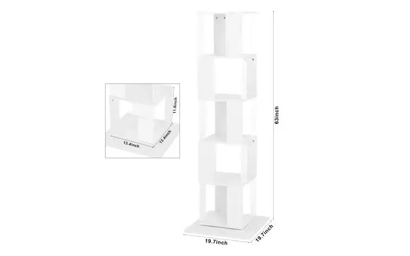 TUYOHW Librerie ad Angolo Girevoli in Legno, Libreria Verticale con Piatto Acrilico, Scaffali Verticali Multifunzione per Piccoli Spazi, Ufficio