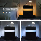 TUYOHW Comodino Moderno a LED con Pannello Acrilico e 3 Cassetti, Tavolini da Notte per Dormitorio, Soggiorno, Camera da Letto