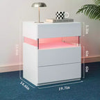 TUYOHW Comodino Moderno a LED con Pannello Acrilico e 3 Cassetti, Tavolini da Notte per Dormitorio, Soggiorno, Camera da Letto