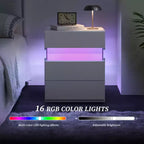 TUYOHW Comodino Moderno a LED con Pannello Acrilico e 3 Cassetti, Tavolini da Notte per Dormitorio, Soggiorno, Camera da Letto