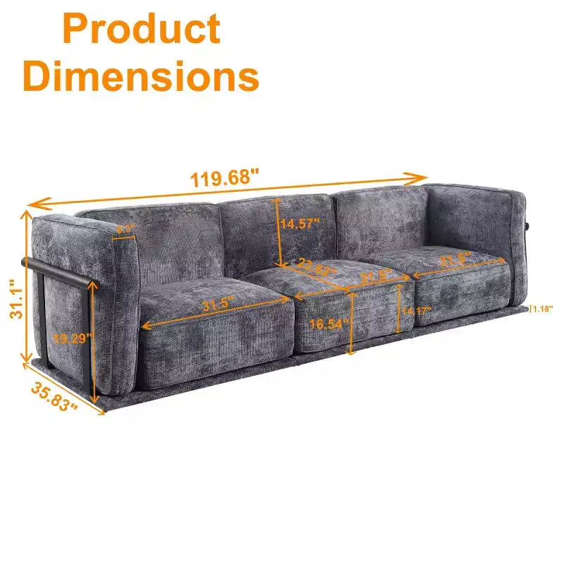 Divano modulare dritto a 3 posti oversize con struttura in legno e metallo, divano moderno in velluto effetto nuvola per soggiorno o appartamento - Panipeachy