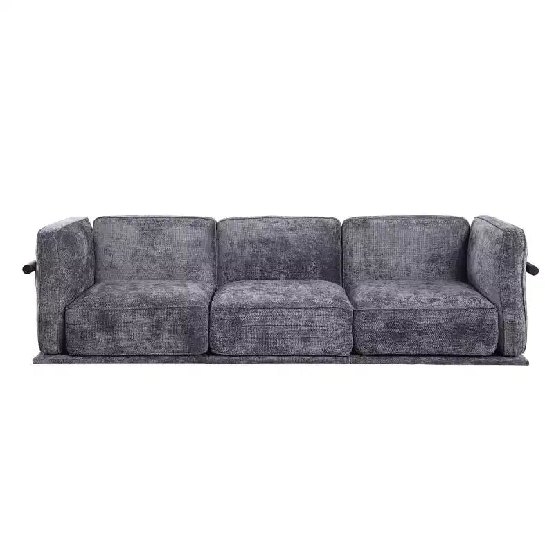 Divano modulare dritto a 3 posti oversize con struttura in legno e metallo, divano moderno in velluto effetto nuvola per soggiorno o appartamento - Panipeachy