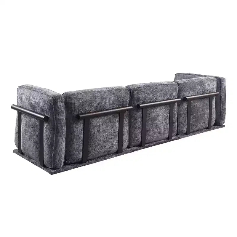 Divano modulare dritto a 3 posti oversize con struttura in legno e metallo, divano moderno in velluto effetto nuvola per soggiorno o appartamento - Panipeachy