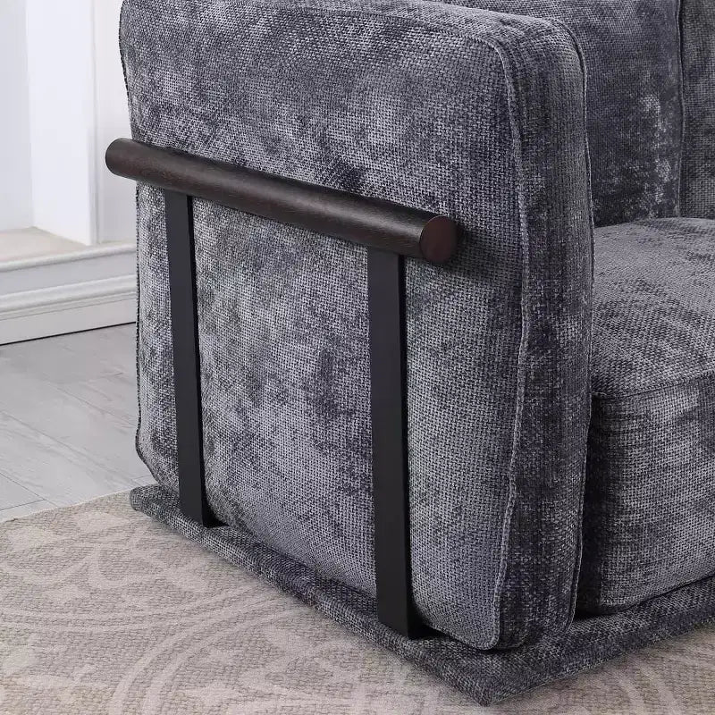 Divano modulare dritto a 3 posti oversize con struttura in legno e metallo, divano moderno in velluto effetto nuvola per soggiorno o appartamento - Panipeachy