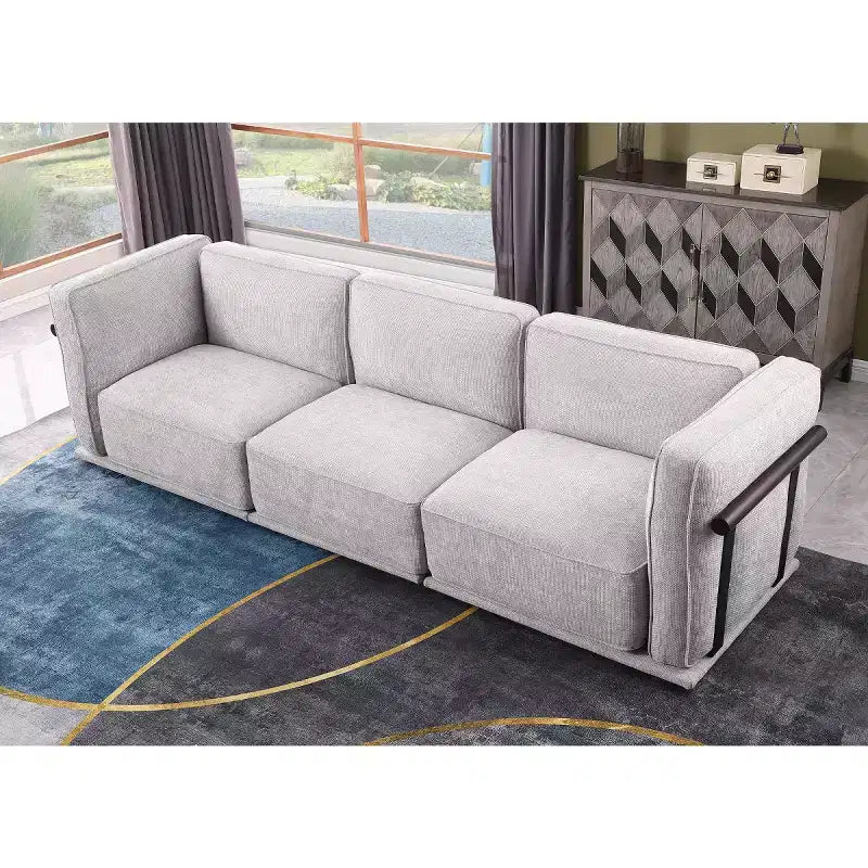 Divano modulare dritto a 3 posti oversize con struttura in legno e metallo, divano moderno in velluto effetto nuvola per soggiorno o appartamento - Panipeachy