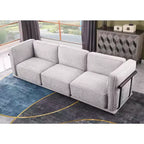 Divano modulare dritto a 3 posti oversize con struttura in legno e metallo, divano moderno in velluto effetto nuvola per soggiorno o appartamento - Panipeachy