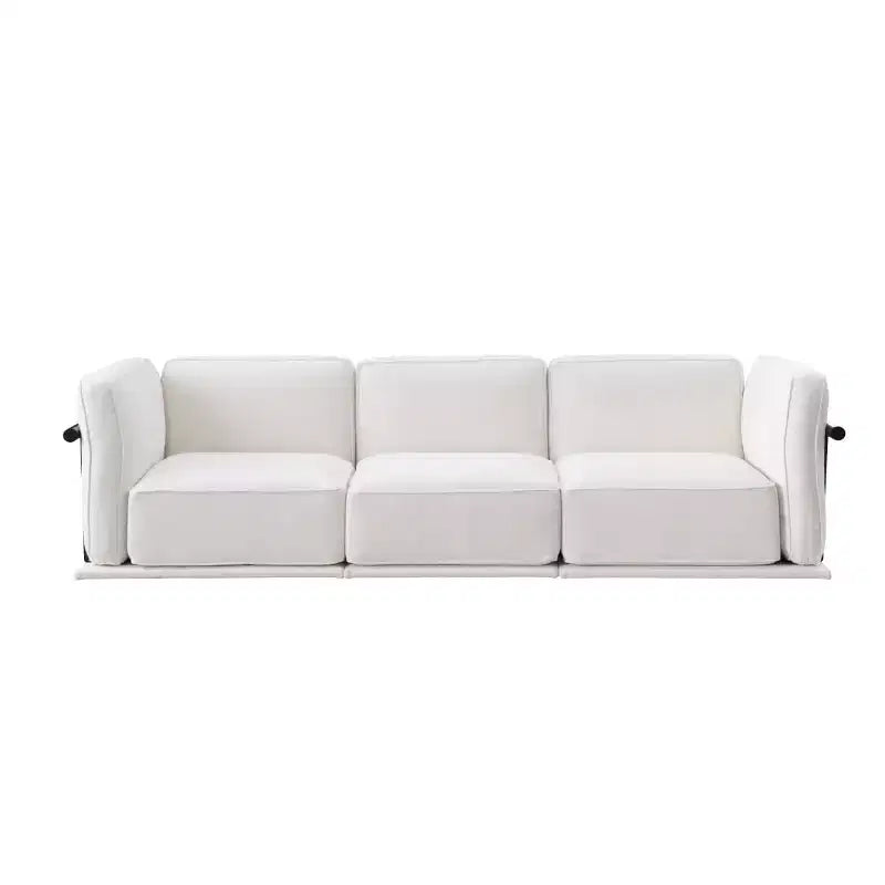 Divano modulare dritto a 3 posti oversize con struttura in legno e metallo, divano moderno in velluto effetto nuvola per soggiorno o appartamento - Panipeachy