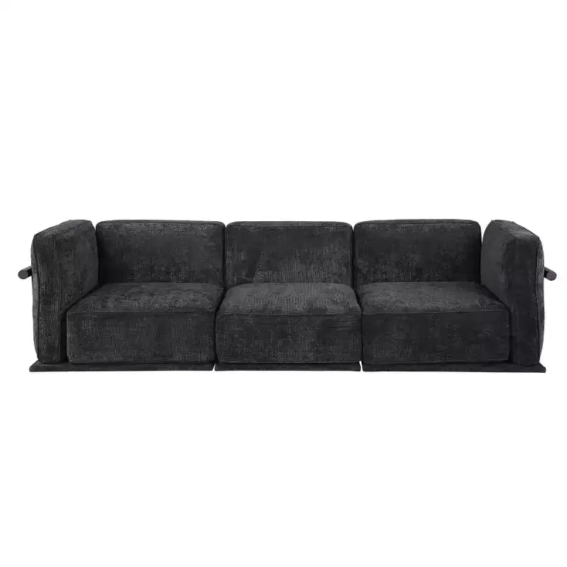 Divano modulare dritto a 3 posti oversize con struttura in legno e metallo, divano moderno in velluto effetto nuvola per soggiorno o appartamento - Panipeachy