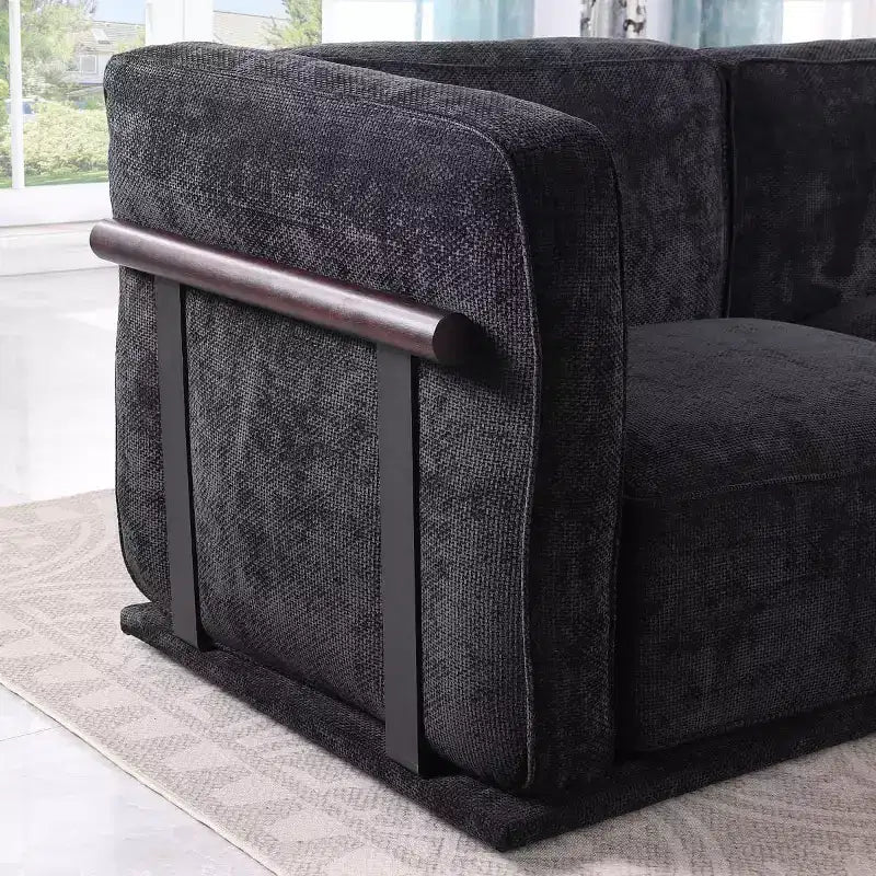 Divano modulare dritto a 3 posti oversize con struttura in legno e metallo, divano moderno in velluto effetto nuvola per soggiorno o appartamento - Panipeachy