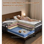 Materasso Queen in memory foam, 14 pollici con gel in scatola, sollievo dalla pressione zonale, schiume e tessuto certificati sicuri, design rinfrescante e traspirante, medio-rigido