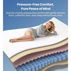 Materasso Queen in memory foam, 14 pollici con gel in scatola, sollievo dalla pressione zonale, schiume e tessuto certificati sicuri, design rinfrescante e traspirante, medio-rigido