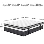 Materasso Queen in memory foam, 14 pollici con gel in scatola, sollievo dalla pressione zonale, schiume e tessuto certificati sicuri, design rinfrescante e traspirante, medio-rigido