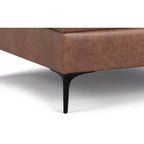 Lilah Ottoman Contenitore Tavolino Quadrato Contemporaneo Mid Century, Larghezza 91 cm, con Coperchio Sollevabile, in Ecopelle Vegana Marrone Scuro Invecchiato