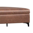 Lilah Ottoman Contenitore Tavolino Quadrato Contemporaneo Mid Century, Larghezza 91 cm, con Coperchio Sollevabile, in Ecopelle Vegana Marrone Scuro Invecchiato