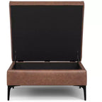 Lilah Ottoman Contenitore Tavolino Quadrato Contemporaneo Mid Century, Larghezza 91 cm, con Coperchio Sollevabile, in Ecopelle Vegana Marrone Scuro Invecchiato