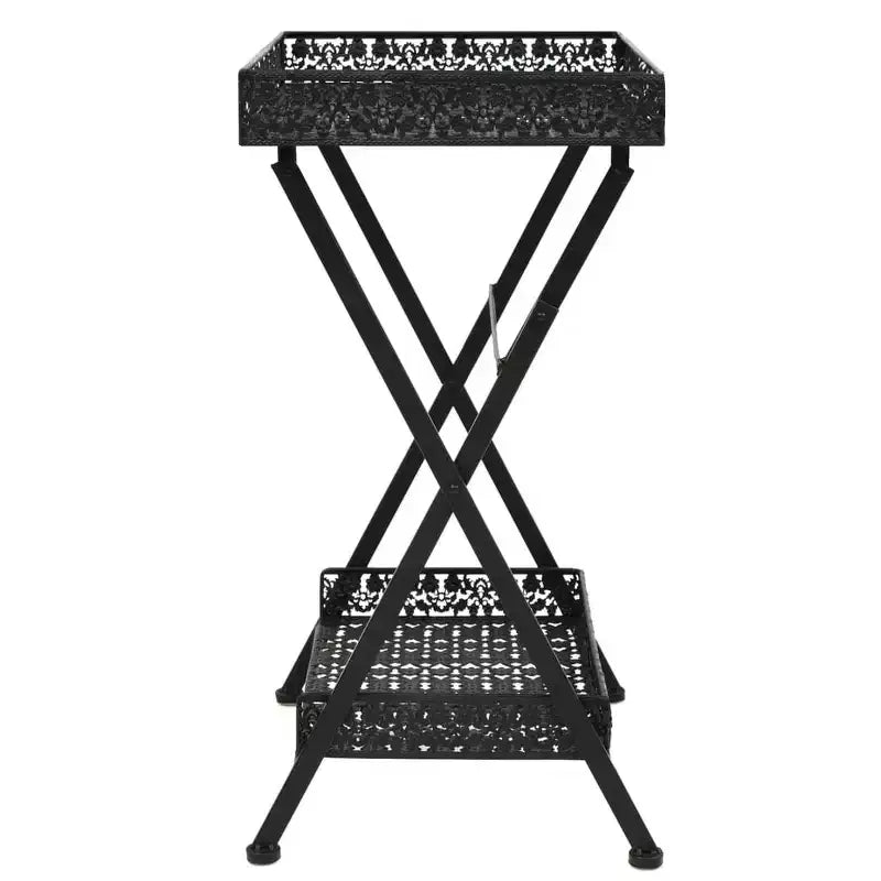 vidaXL Tavolo Nero Metallo 58x35x72 cm Tavolino da Tè Pieghevole