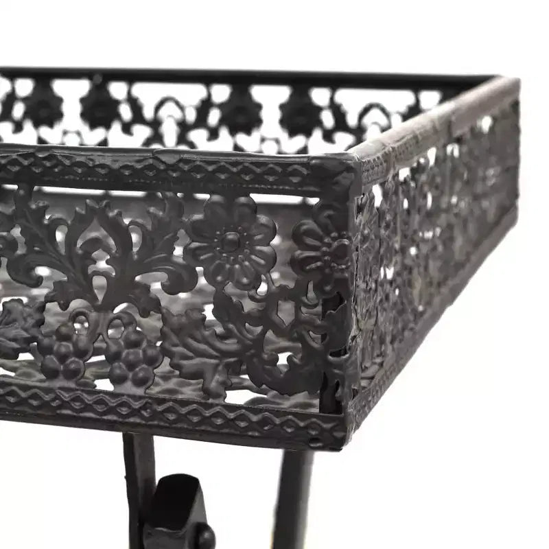 vidaXL Tavolo Nero Metallo 58x35x72 cm Tavolino da Tè Pieghevole