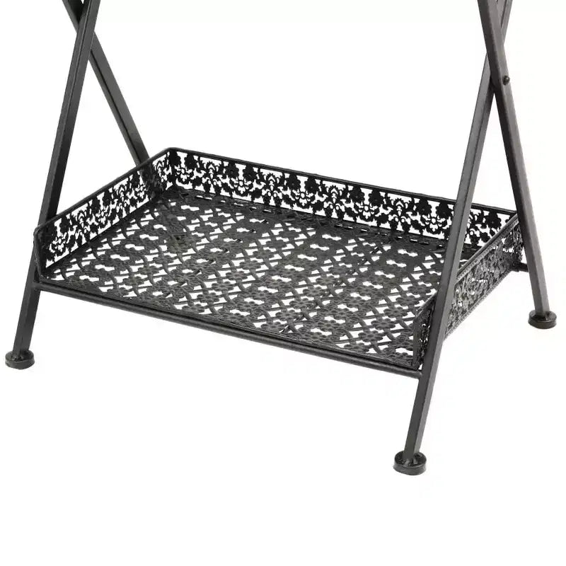 vidaXL Tavolo Nero Metallo 58x35x72 cm Tavolino da Tè Pieghevole