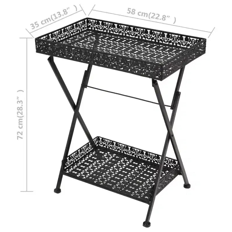 vidaXL Tavolo Nero Metallo 58x35x72 cm Tavolino da Tè Pieghevole