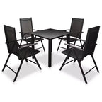 vidaXL Garden Dining Set Black Powder-coated aluminum, textilene, glass