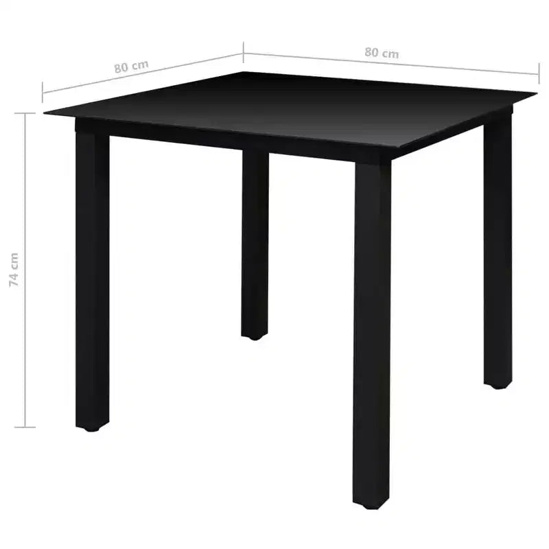 vidaXL Set da pranzo da giardino Alluminio verniciato a polvere nero, textilene, vetro