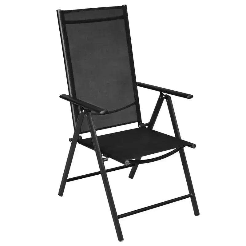 vidaXL Set da pranzo da giardino Alluminio verniciato a polvere nero, textilene, vetro