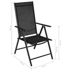 vidaXL Set da pranzo da giardino Alluminio verniciato a polvere nero, textilene, vetro
