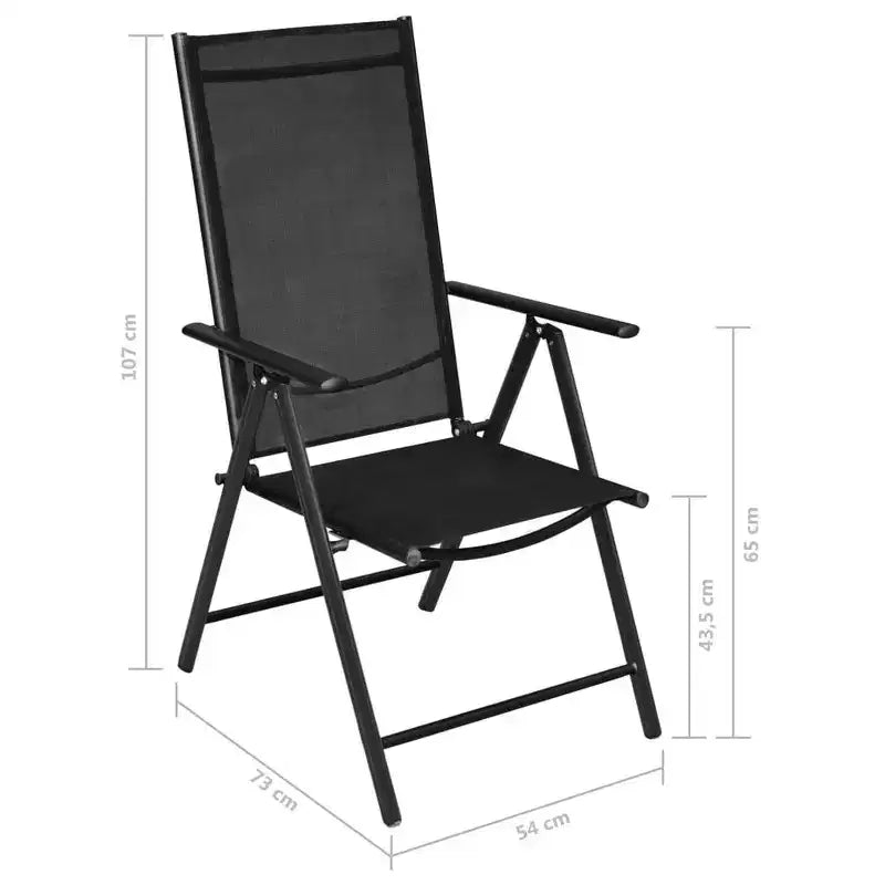 vidaXL Set da pranzo da giardino Alluminio verniciato a polvere nero, textilene, vetro
