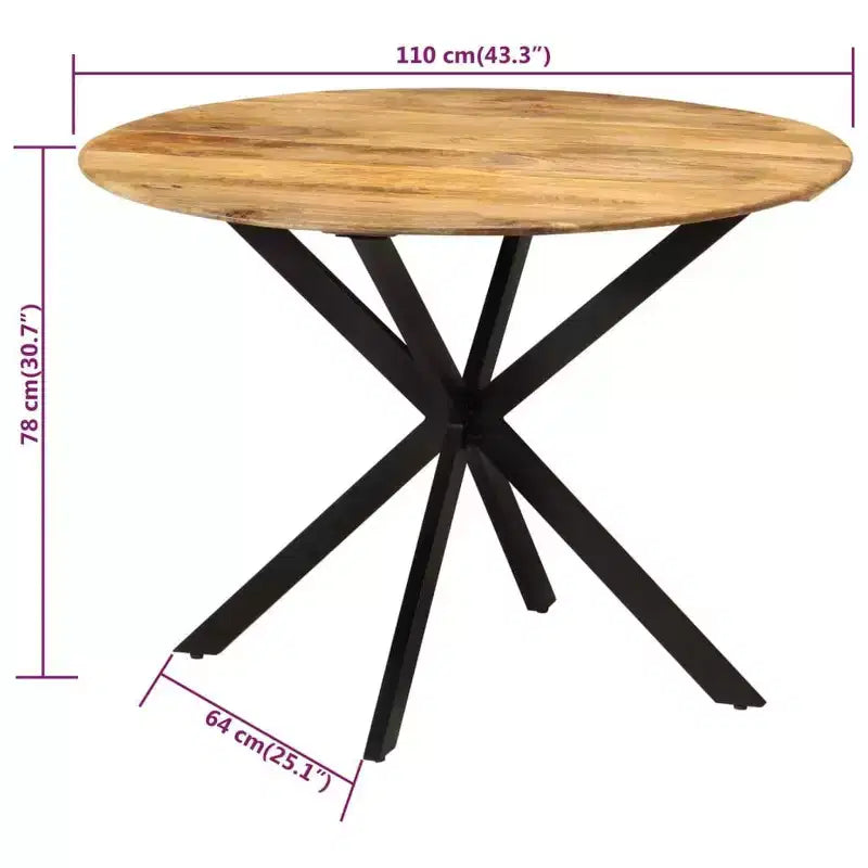 vidaXL Tavolo da pranzo Legno naturale, nero - 110x78 cm Legno massello di mango