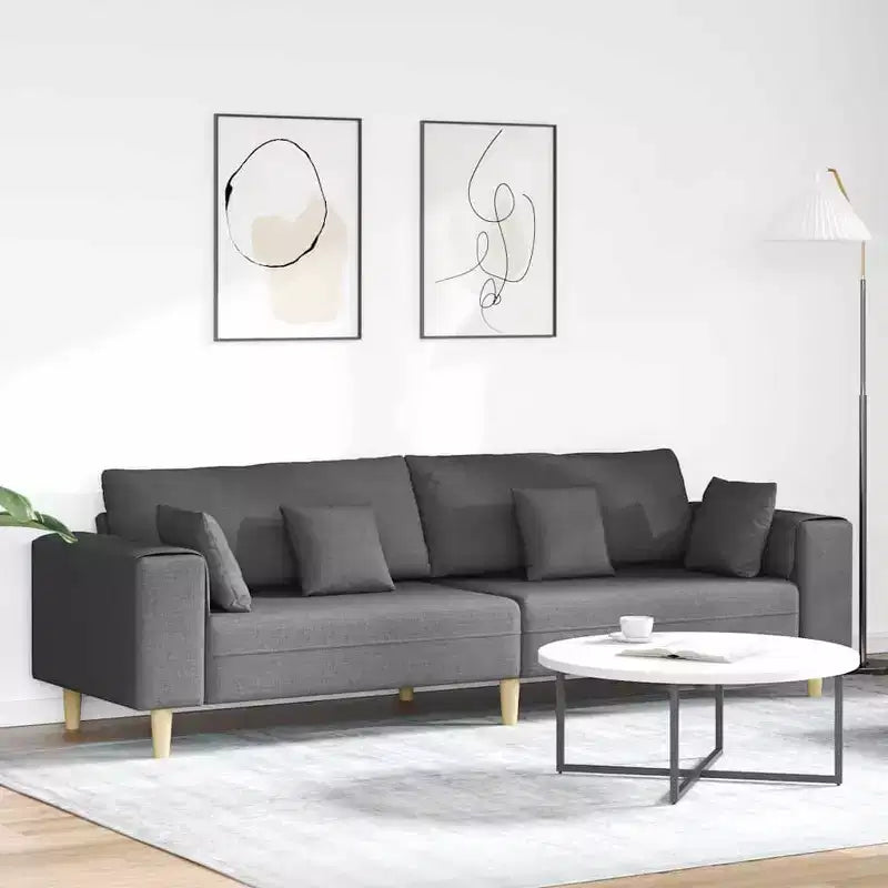 Divano in tessuto con cuscino - Grigio scuro senza pouf