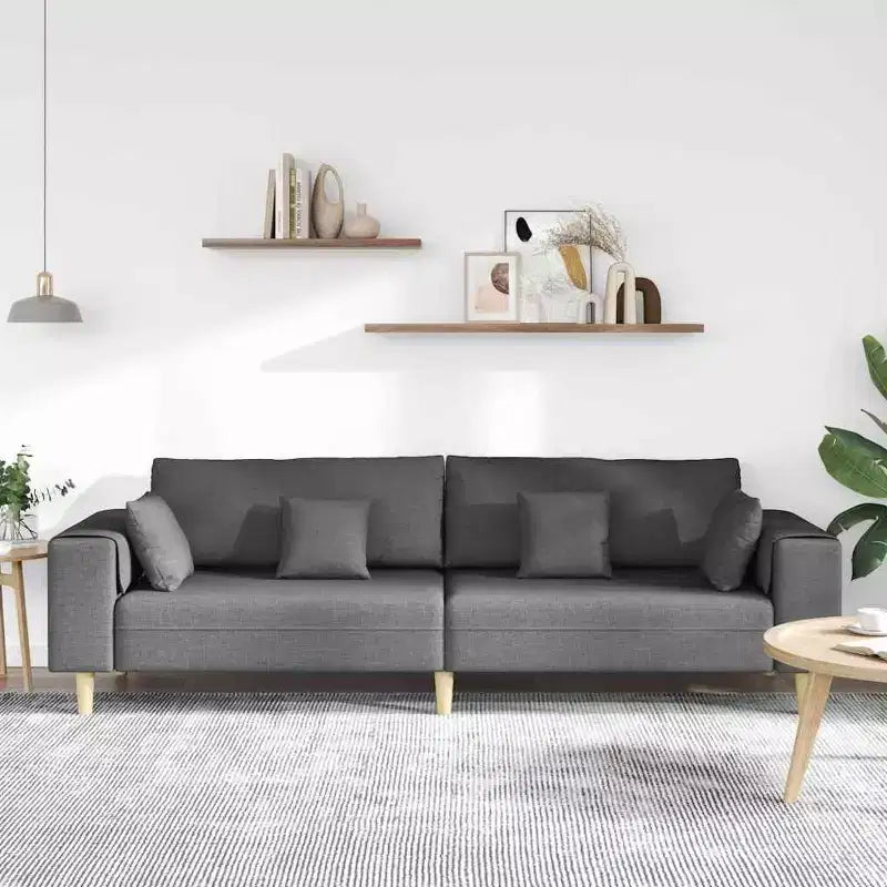 Divano in tessuto con cuscino - Grigio scuro senza pouf