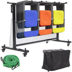 Acekool Single Tier Folding Chair Rack and Table Cart for 42/84 Chairs or 12 Tables, With Rubber Wheels and Dust Cover
