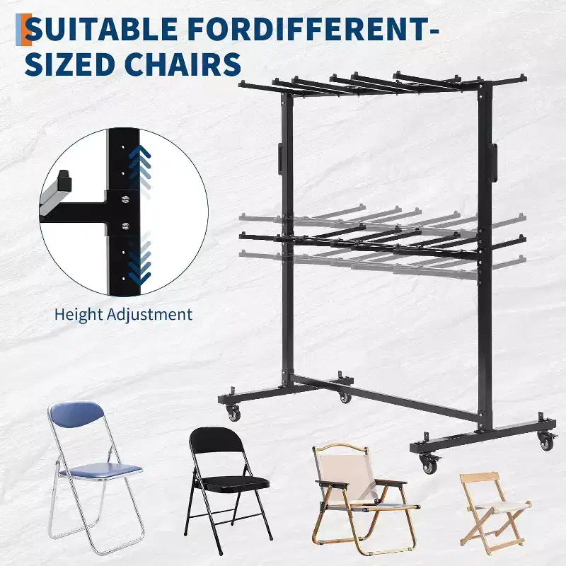 Acekool Carrello porta sedie e tavoli pieghevoli a livello singolo per 42/84 sedie o 12 tavoli, con ruote in gomma e copertura antipolvere
