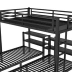 Bellemave Letto a castello triplo in metallo con cassetti, ripiani e USB, letto a castello salvaspazio multifunzionale per famiglie, nero