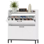 Shoe Cabinet Organizer with 2 Flip Drawers, Legs, Narrow Shoe Storage Cabinet for Entryway, Hallway