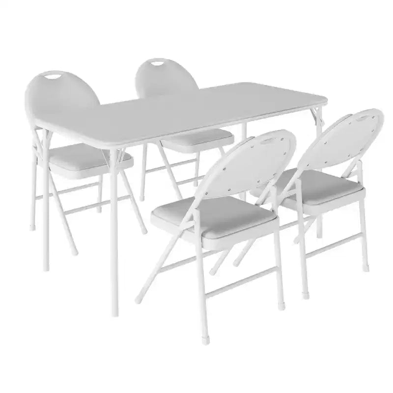 Set Tavolo Pieghevole Portatile e Sedie - Struttura in Metallo Senza Montaggio con Cuscini Spessi per Campeggio/Eventi/Ufficio
