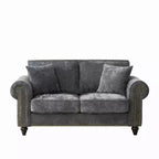 Divano Chesterfield classico a 2 posti (63 pollici) con braccioli arrotolati, seduta profonda e gambe in legno, per soggiorno o appartamento di piccole dimensioni-Panipeachy