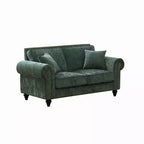 Divano Chesterfield classico a 2 posti (63 pollici) con braccioli arrotolati, seduta profonda e gambe in legno, per soggiorno o appartamento di piccole dimensioni-Panipeachy