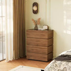 Comodino a 4 cassetti Luck Live Farmhouse, Cassettiera per la camera da letto, Comodino alto color noce