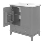 Mobiletto da bagno da 76 cm con lavello e contenitore, mobiletto da bagno in legno con cassetti e ante