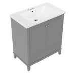 Mobiletto da bagno da 76 cm con lavello e contenitore, mobiletto da bagno in legno con cassetti e ante