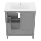 Mobiletto da bagno da 76 cm con lavello e contenitore, mobiletto da bagno in legno con cassetti e ante