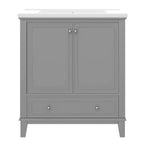 Mobiletto da bagno da 76 cm con lavello e contenitore, mobiletto da bagno in legno con cassetti e ante