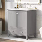 Mobiletto da bagno da 76 cm con lavello e contenitore, mobiletto da bagno in legno con cassetti e ante