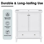 Mobiletto da bagno da 76 cm con lavello e contenitore, mobiletto da bagno in legno con cassetti e ante