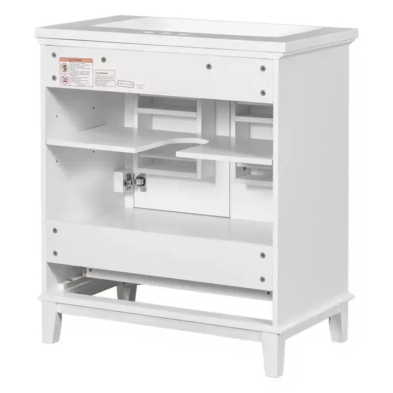 Mobiletto da bagno da 76 cm con lavello e contenitore, mobiletto da bagno in legno con cassetti e ante