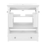 Mobiletto da bagno da 76 cm con lavello e contenitore, mobiletto da bagno in legno con cassetti e ante