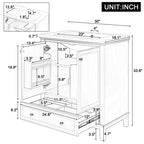 Mobiletto da bagno da 76 cm con lavello e contenitore, mobiletto da bagno in legno con cassetti e ante