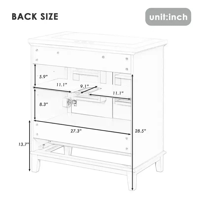 Mobiletto da bagno da 76 cm con lavello e contenitore, mobiletto da bagno in legno con cassetti e ante
