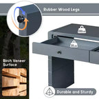 Consolle ricurva con spazio contenitivo, tavolo da ingresso in legno con 2 cassetti, consolle in stile rustico, adatta per ingressi